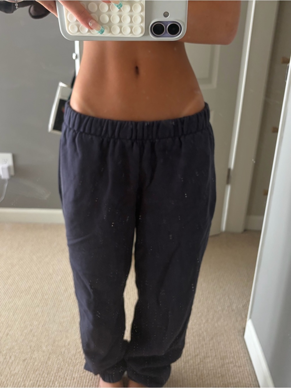Brandy Melville Navy Cuffed Sweat Pants